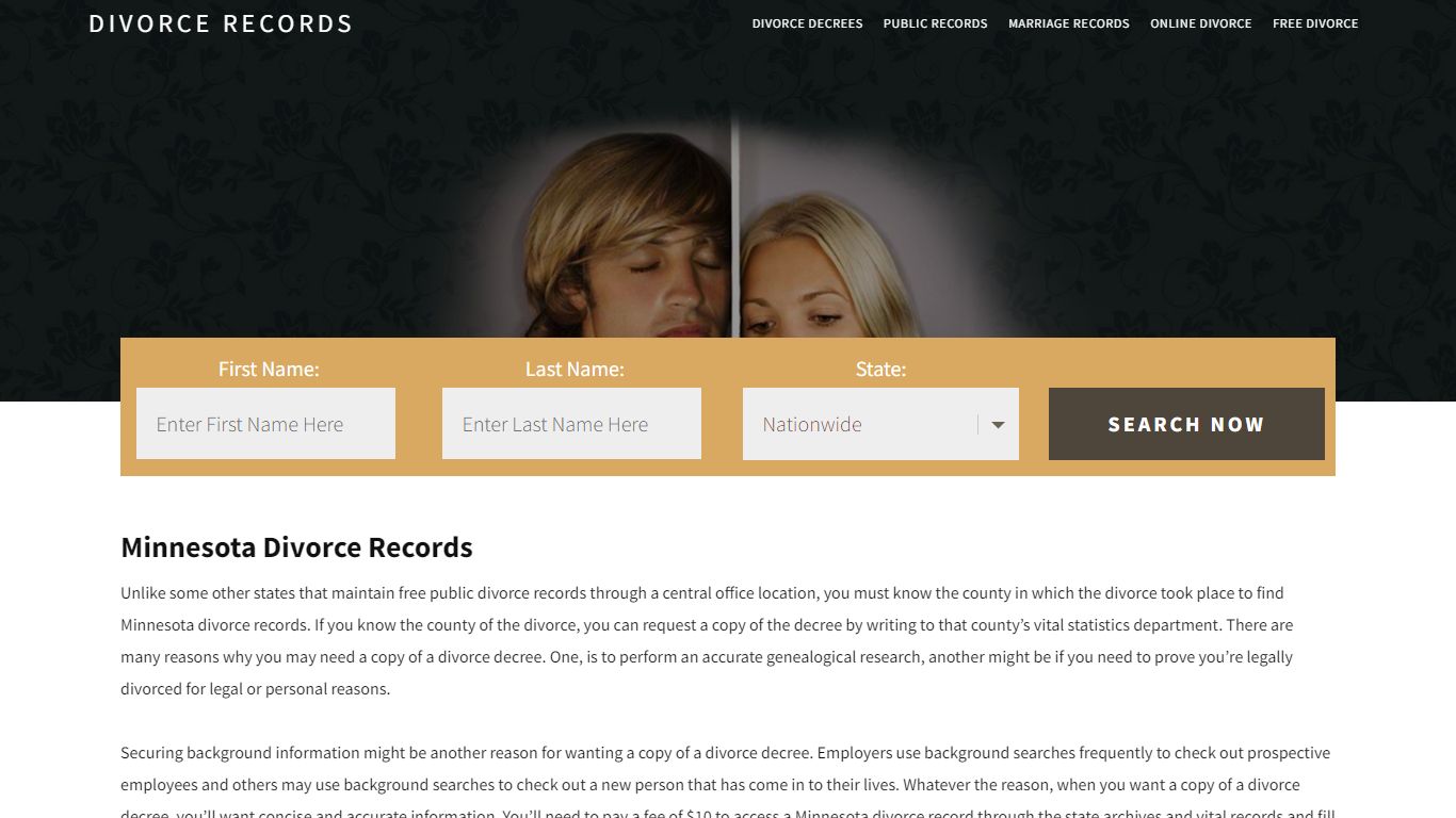 Minnesota Divorce Records | Enter Name & Search | 14 Days FREE